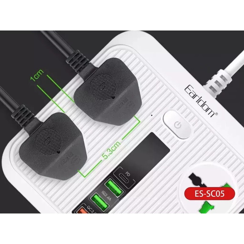چند راهی 4 خانه ارلدام ES-SC05 با کابل 2 متری USB و Type-C - تصویر 11