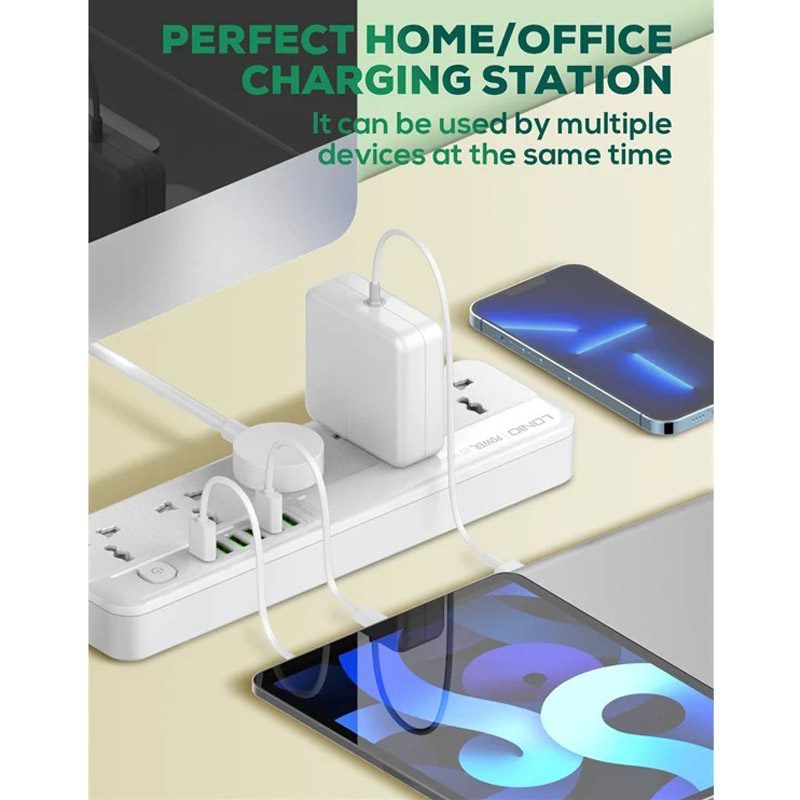 چند راهی 5 خانه ارت دار الدینیو SC5614 با کابل 2 متری شارژر USB - تصویر 10