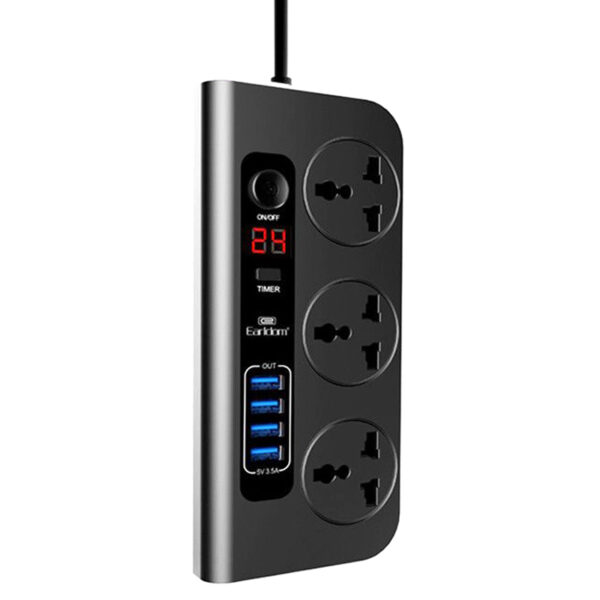 چند راهی 3 خانه ارلدام ES-SC02 با کابل 1.8m   شارژر USB