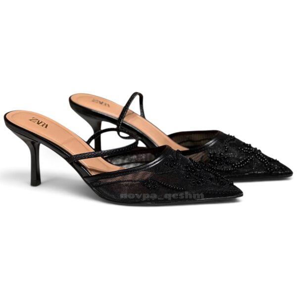 صندل مجلسی نگین‌دار زنانه زارا ZARA Mesh Rhinestone Heels Sandals