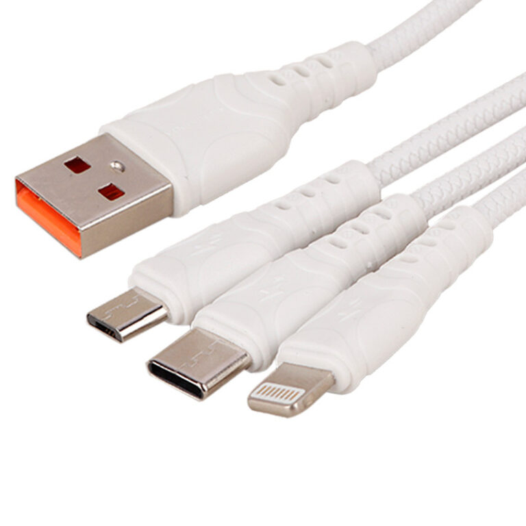 کابل سه سر فست شارژ 2.4 آمپر دنمن D05E طول 1 متر