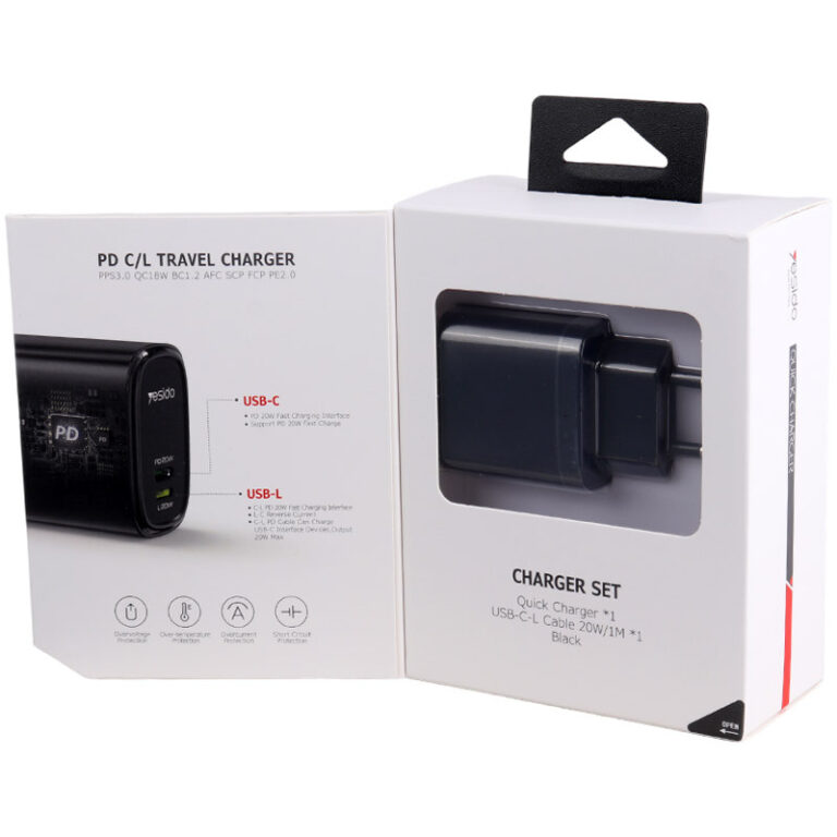 شارژر دیواری 20 وات یسیدو YC44 PD 3A + کابل تبدیل آیفونی
