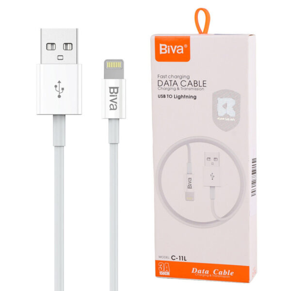 کابل لایتنینگ فست شارژ 3 آمپر بیوا C-11L طول 1.5 متر