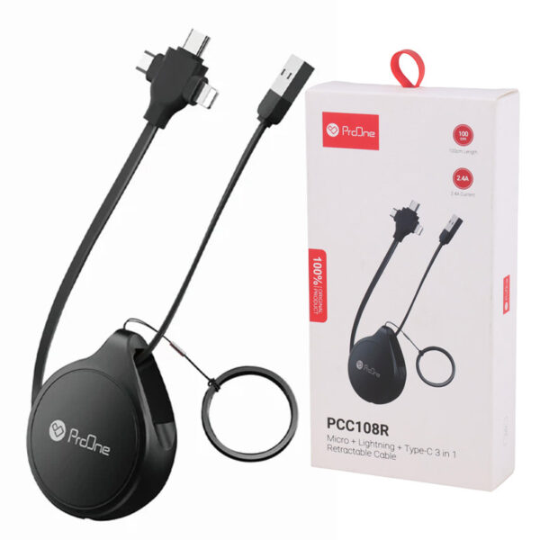 کابل سه سر فست شارژ 2.4 آمپر پرووان PCC108R طول 1 متر