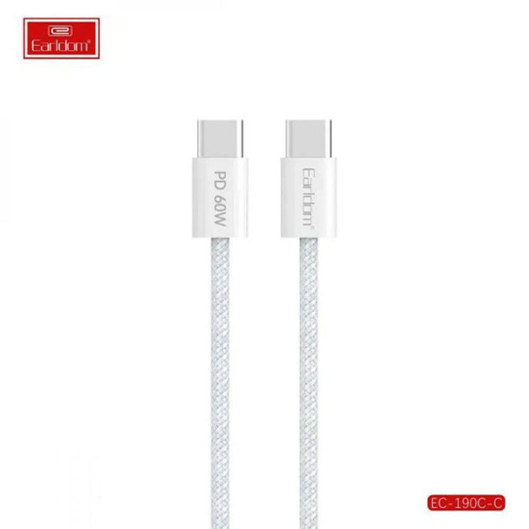 کابل دو سر تایپ سی فست شارژ 60 وات ارلدام EC-190C-C طول 2 متر