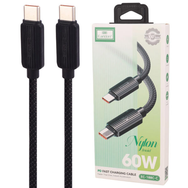 کابل دو سر تایپ سی فست شارژ 60 وات ارلدام EC-188C-C طول 1 متر