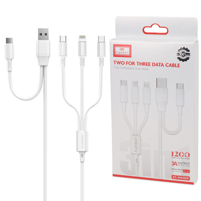کابل شارژ چندکاره فست شارژ 3 آمپر ارلدام EC-IMC029 طول 1.2 متر