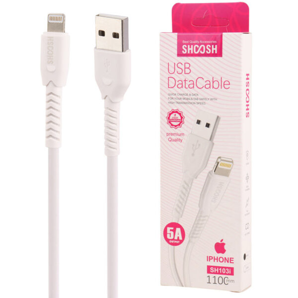 کابل لایتنینگ فست شارژ 5 آمپر شوش SH103i طول 1.1 متر