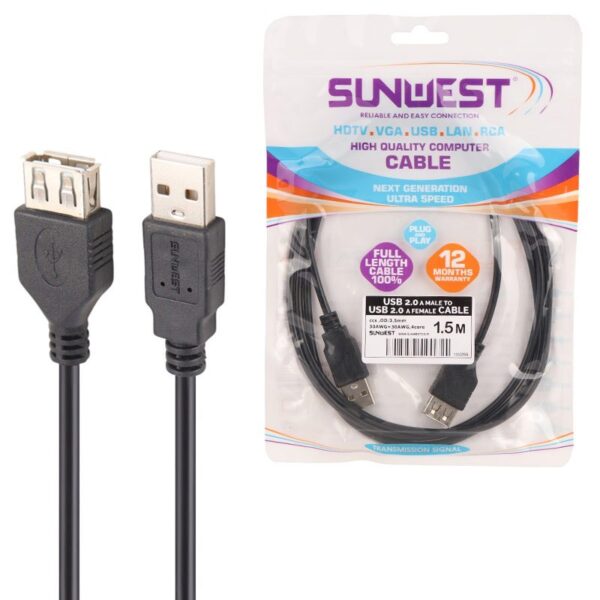 کابل افزایش طول USB سان وست Sunwest طول 1.5 متر