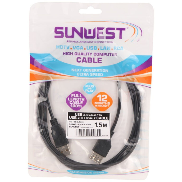 کابل افزایش طول USB سان وست Sunwest طول 1.5 متر