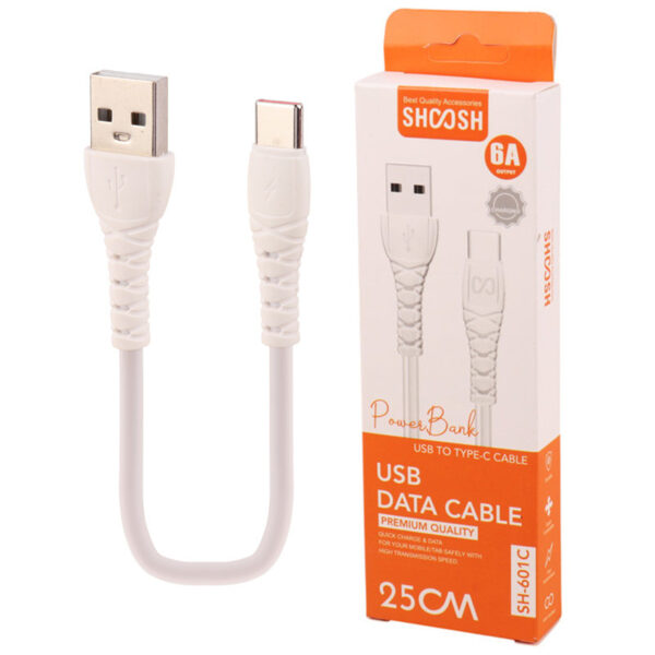 کابل کوتاه تایپ سی فست شارژ 6 آمپر شوش SH-601C طول 25 سانتی متر