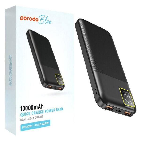 پاور بانک فست شارژ 10000 پرودو Porodo PB-22WPB10K QC3.0 PD 22.5W