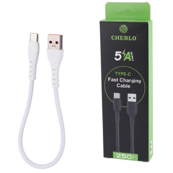 کابل کوتاه تایپ سی فست شارژ 5 آمپر چرلو CH-TC-SM10 طول 25 سانتی متر