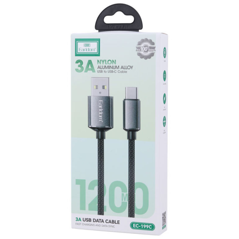 کابل تایپ سی فست شارژ 3 آمپر ارلدام EC-199C طول 1.2 متر