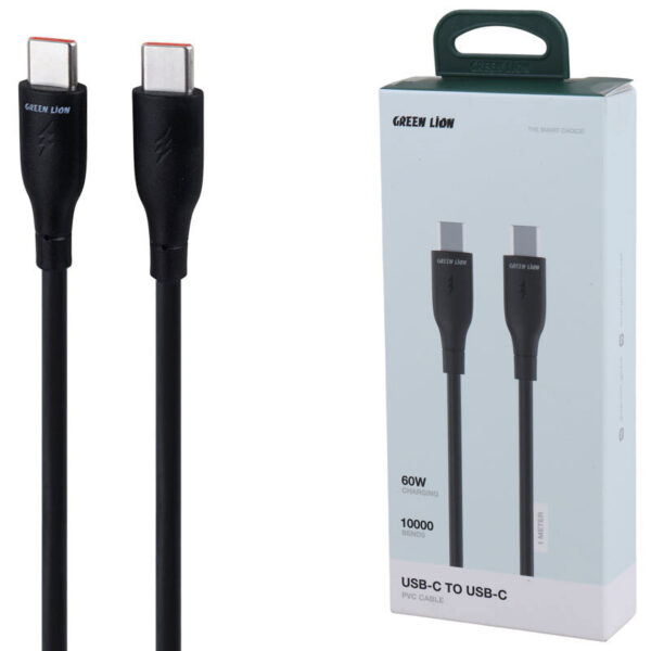 کابل دو سر تایپ سی فست شارژ 60 وات گرین لاین GNPVCUSCTCBK طول 1 متر