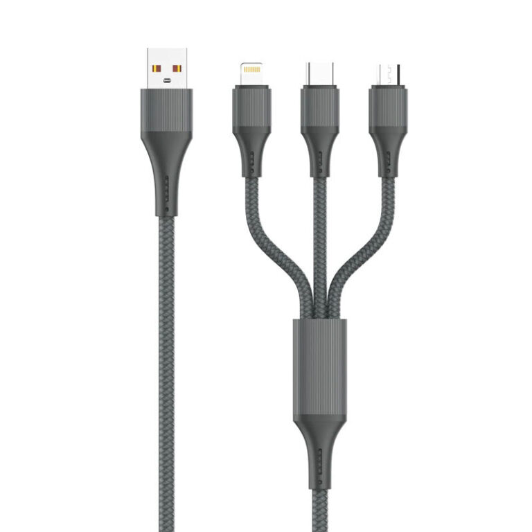کابل سه سر فست شارژ 100 وات الدینیو LC97U طول 1.2 متر