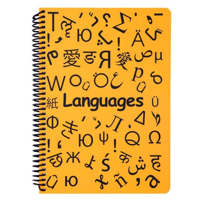 دفتر زبان 2 خط سیمی 100 برگ طرح Languages دات نوت
