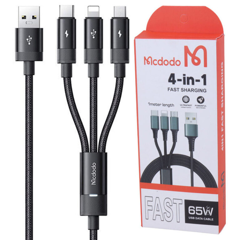 کابل سه سر فست شارژ 65 وات مک دودو highcopy طول 1 متر