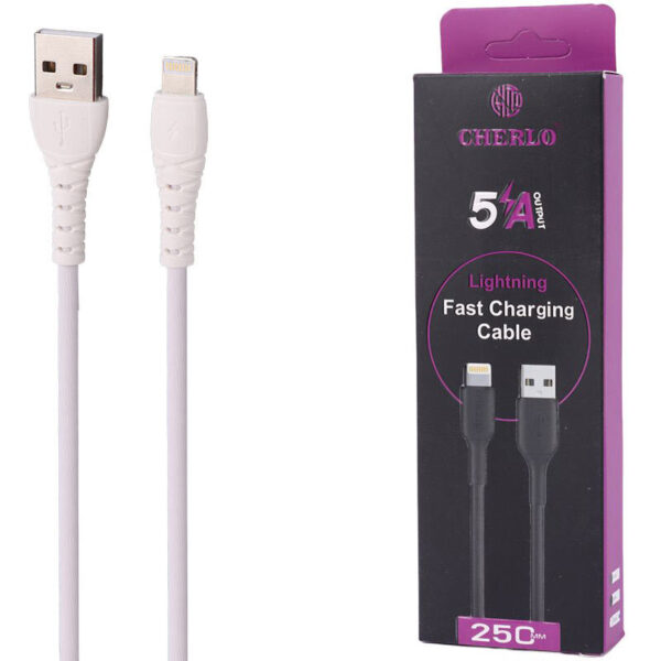 کابل کوتاه لایتنینگ فست شارژ 5 آمپر چرلو CH-SM10 طول 25 سانتی متر