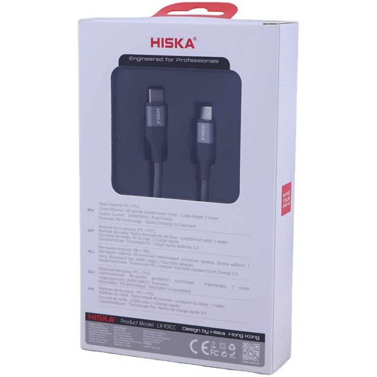 کابل دو سر تایپ سی فست شارژ 240 وات هیسکا LX-931CC طول 1 متر