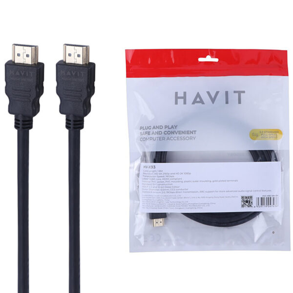 کابل HDMI 4K هویت HV-X93 طول 1.8 متر