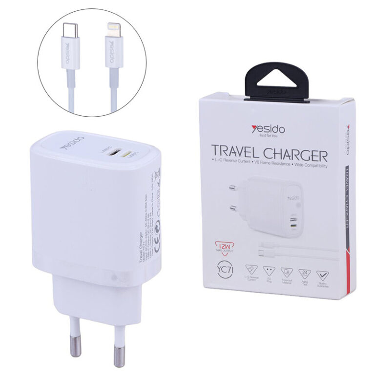 شارژر دیواری 12 وات یسیدو YC71 2.4A + کابل آیفونی