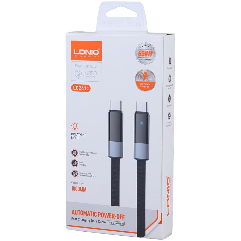 کابل دو سر تایپ سی فست شارژ 65 وات الدینیو LC241c طول 1 متر - تصویر 5