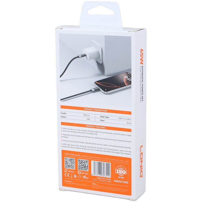 کابل دو سر تایپ سی فست شارژ 65 وات الدینیو LC241c طول 1 متر - تصویر 6