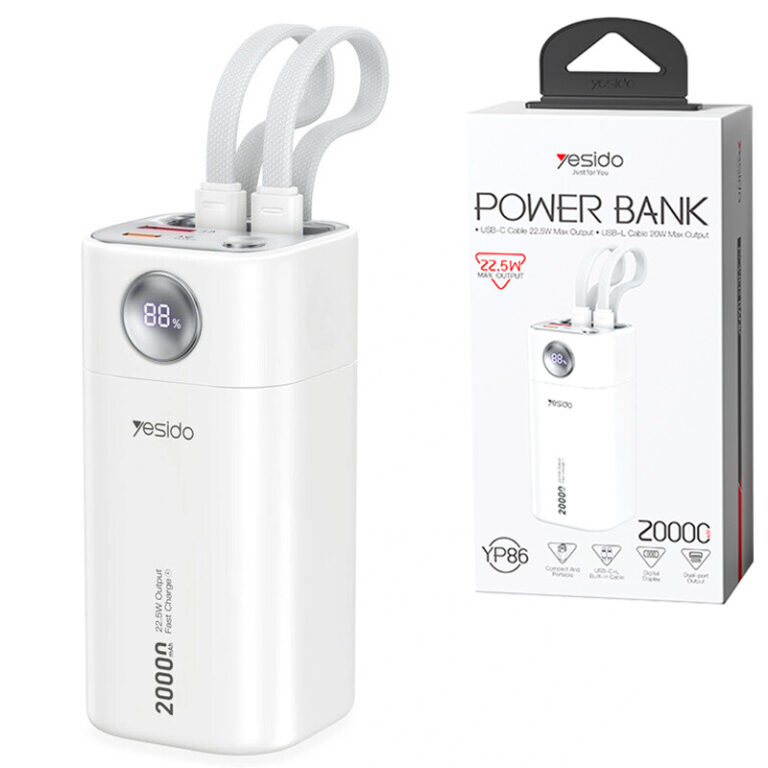 پاور بانک فست شارژ یسیدو YP86 PD 22.5W ظرفیت 20000 میلی آمپر ساعت