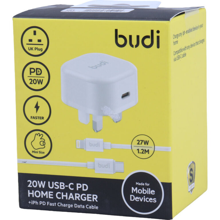 شارژر دیواری 27 وات بودی AC361U PD 3A + کابل تبدیل آیفونی