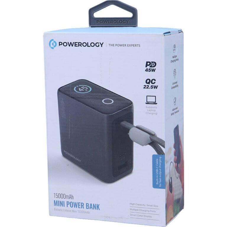 پاور بانک فست شارژ پاورولوژی PPBCHA60 PD QC 45W ظرفیت 15000 میلی آمپر ساعت