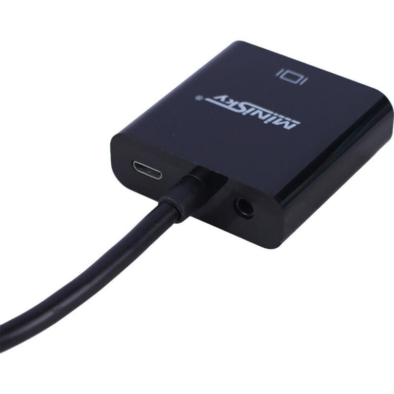 تبدیل HDMI به VGA مینی اسکای + کابل صدا و کابل Micro USB