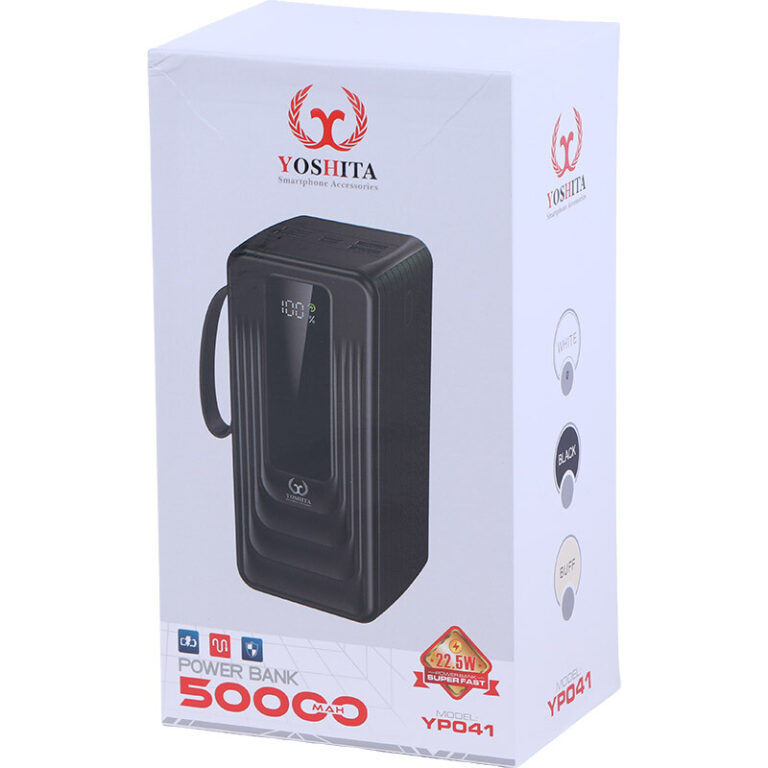 پاور بانک فست شارژ یوشیتا YP041 PD 22.5W ظرفیت 50000 میلی‌ آمپر ساعت