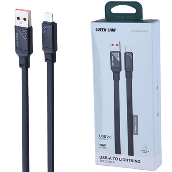 کابل لایتنینگ فست شارژ 18 وات گرین لاین GNTPE1MA2LBK طول 1 متر