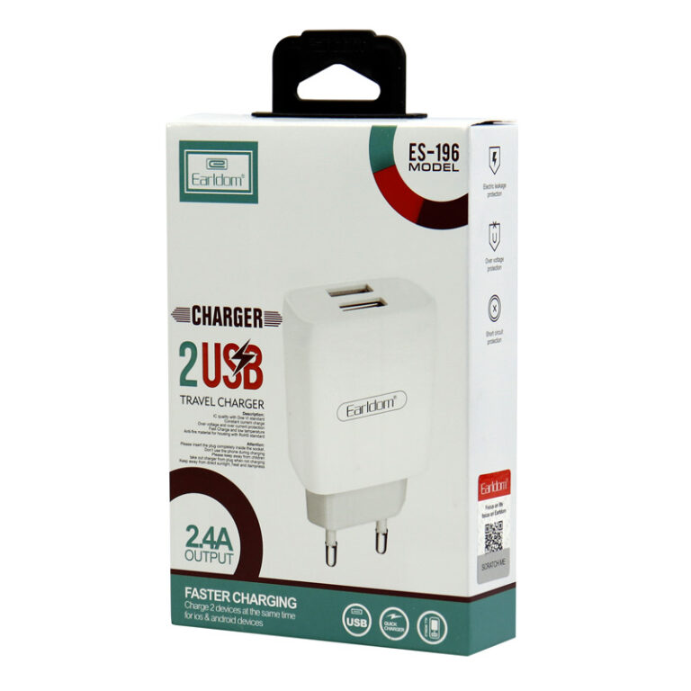 شارژر دیواری ارلدام ES-196 2.4A + کابل Type-C